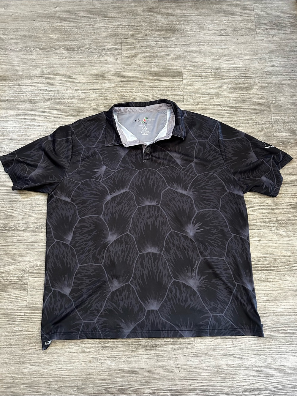 OGA Oahu Golf Apparel Ola Hou Designs Polo Shirt Mens 4XL Black Geometric Ulu
